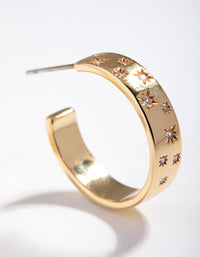 Gold Plated Diamante Star Hoop Earrings - link has visual effect only