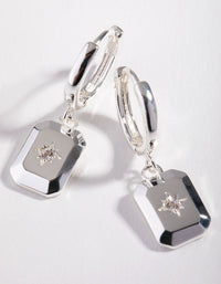 Silver Plated Diamante Rectangle Drop Earrings - link has visual effect only