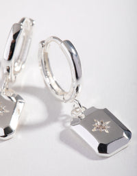 Silver Plated Diamante Rectangle Drop Earrings - link has visual effect only