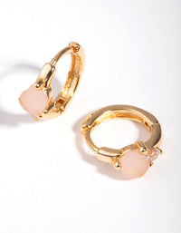 Gold Plated Semi Precious Huggie Earrings - link has visual effect only