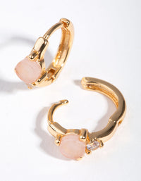 Gold Plated Semi Precious Huggie Earrings - link has visual effect only