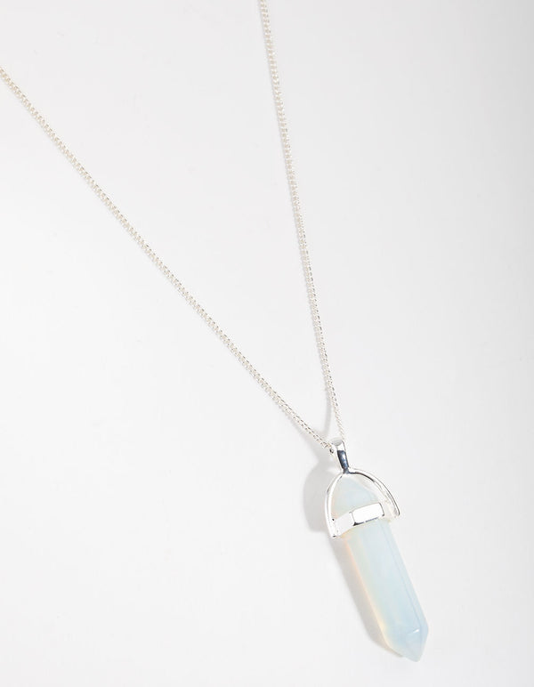 Silver Plated Moonstone Shard Necklace