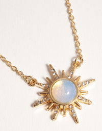 Gold Plated Diamante & Moonstone Sun Necklace - link has visual effect only