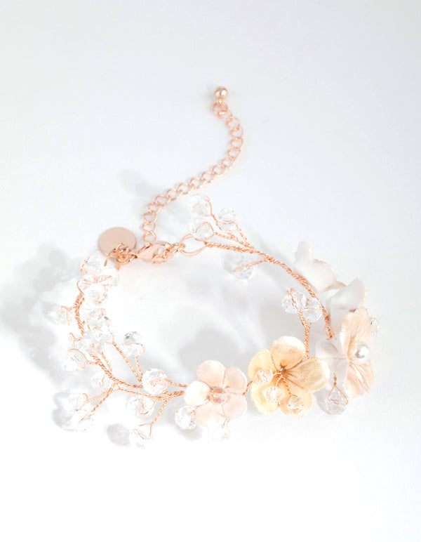 Rose Gold Wire Flower Bracelet