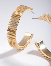 Gold Mesh C-Hoop Earrings - link has visual effect only