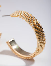 Gold Mesh C-Hoop Earrings - link has visual effect only