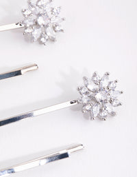 Silver Cubic Zirconia Flower Mix Hair Slide 4-Pack - link has visual effect only