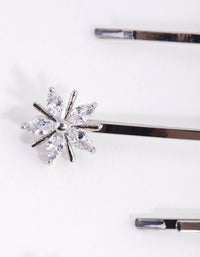 Silver Cubic Zirconia Flower Mix Hair Slide 4-Pack - link has visual effect only