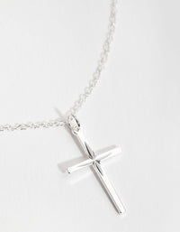 Sterling Silver Diamond Cut Cross Necklace - link has visual effect only