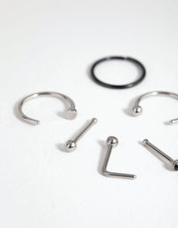 Mixed Metal Surgical Steel Classic Nose Ring & Stud 6-Pack - link has visual effect only