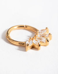 Gold Plated Sterling Silver Marquise Cubic Zirconia Clicker - link has visual effect only