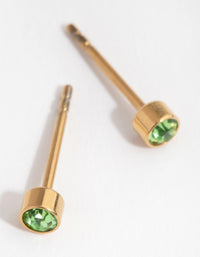 24 Carat Gold Plated Titanium August Peridot Stud Earrings - link has visual effect only