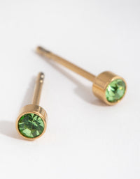 24 Carat Gold Plated Titanium August Peridot Stud Earrings - link has visual effect only