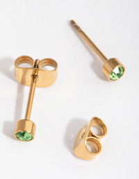 24 Carat Gold Plated Titanium August Peridot Stud Earrings - link has visual effect only