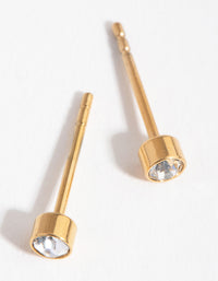 24 Carat Gold Plated Titanium April Diamante Stud Earrings - link has visual effect only