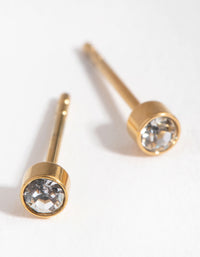 24 Carat Gold Plated Titanium April Diamante Stud Earrings - link has visual effect only