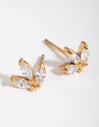 24 Carat Gold Plated Surgical Steel Marquise Stud Earrings - link has visual effect only