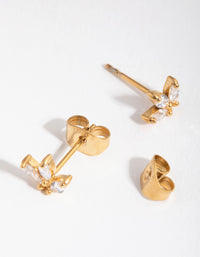 24 Carat Gold Plated Surgical Steel Marquise Stud Earrings - link has visual effect only