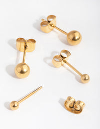 24 Carat Gold Plated Titanium Graduated Ball Stud Earrings - link has visual effect only