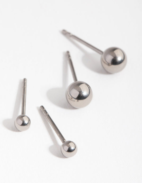 Titanium Graduated Ball Stud Earrings