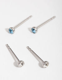 Surgical Steel Blue Diamante Pack Stud Earrings - link has visual effect only