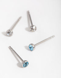 Surgical Steel Blue Diamante Pack Stud Earrings - link has visual effect only