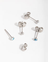 Surgical Steel Blue Diamante Pack Stud Earrings - link has visual effect only