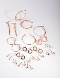 Rose Gold Cats Eye & Hoop 16-Pack Earring - link has visual effect only