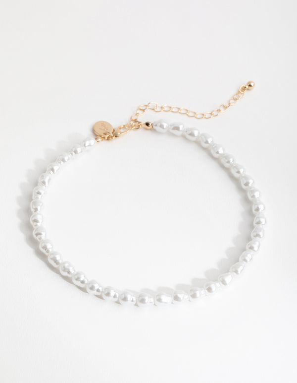 Gold Faux Pearl Choker