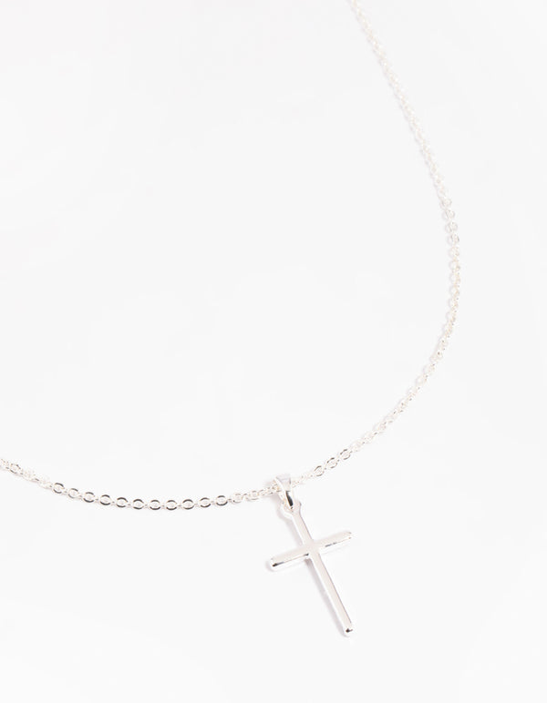 Silver Plated 45cm Cross Necklace