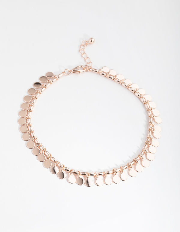 Rose Gold Jingle Circle Disc Anklet