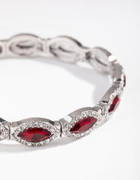 Silver Marquise Ruby Diamante Stretch Bracelet - link has visual effect only