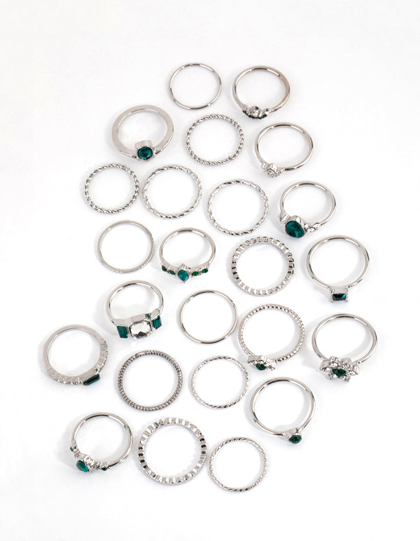 Silver Royal Green Ring 24-Pack