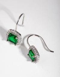 Silver Cubic Zirconia Square-cut Hoop Earrings - link has visual effect only