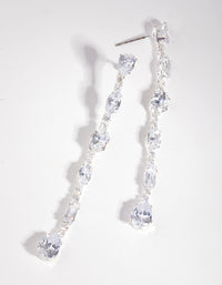 Silver Cubic Zirconia Oval Drop Earrings - link has visual effect only