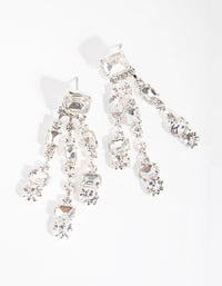 Silver Rectangle Stone Tassel Earrings - link has visual effect only