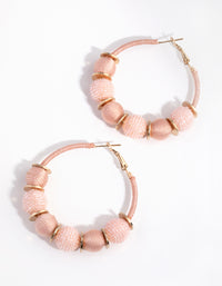 Gold Thread Seed Bead Hoop Earrings - link has visual effect only