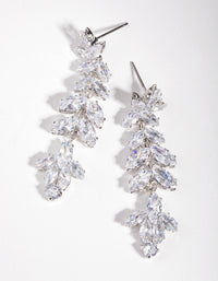 Silver Cubic Zirconia Small Navette Drop Earrings - link has visual effect only