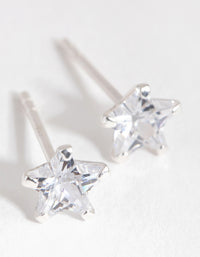 Sterling Silver Cubic Zirconia Star Stud Earrings - link has visual effect only