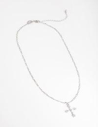 Silver Diamond Simulant Decorated Cross Necklace - link has visual effect only