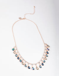 Rose Gold Diamante Circle Teardrop Stone Necklace - link has visual effect only