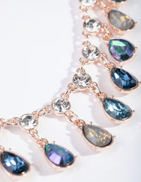 Rose Gold Diamante Circle Teardrop Stone Necklace - link has visual effect only