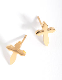 24 Carat Gold Plated Titanium Cross Stud Earrings - link has visual effect only