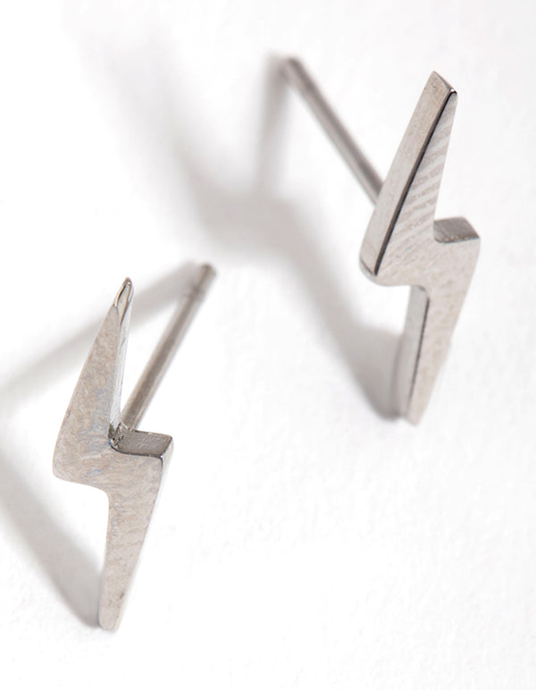 Titanium Lightning Stud Earrings