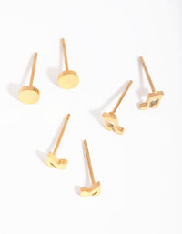 24 Carat Gold Plated Titanium Note Pack Stud Earrings - link has visual effect only