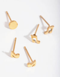 24 Carat Gold Plated Titanium Note Pack Stud Earrings - link has visual effect only