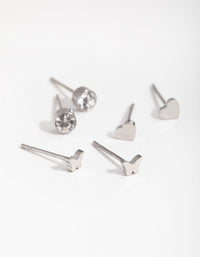 Titanium Heart & Butterfly Pack Stud Earrings - link has visual effect only