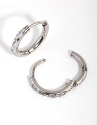 Titanium Diamante Huggie Earrings - link has visual effect only