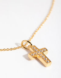 Gold Cubic Zirconia Pave Cross Necklace - link has visual effect only