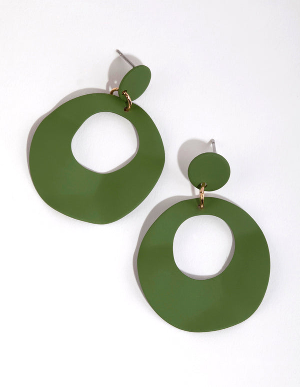 Matte Green Wave Drop Earrings